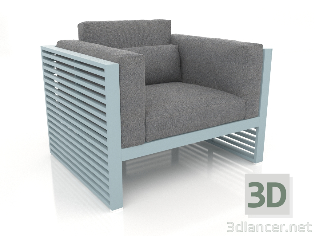 modello 3D Poltrona lounge con schienale alto (grigio blu) - anteprima