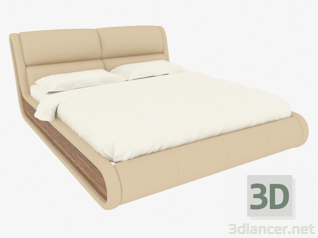 3d model Cama doble con paneles laterales. - vista previa