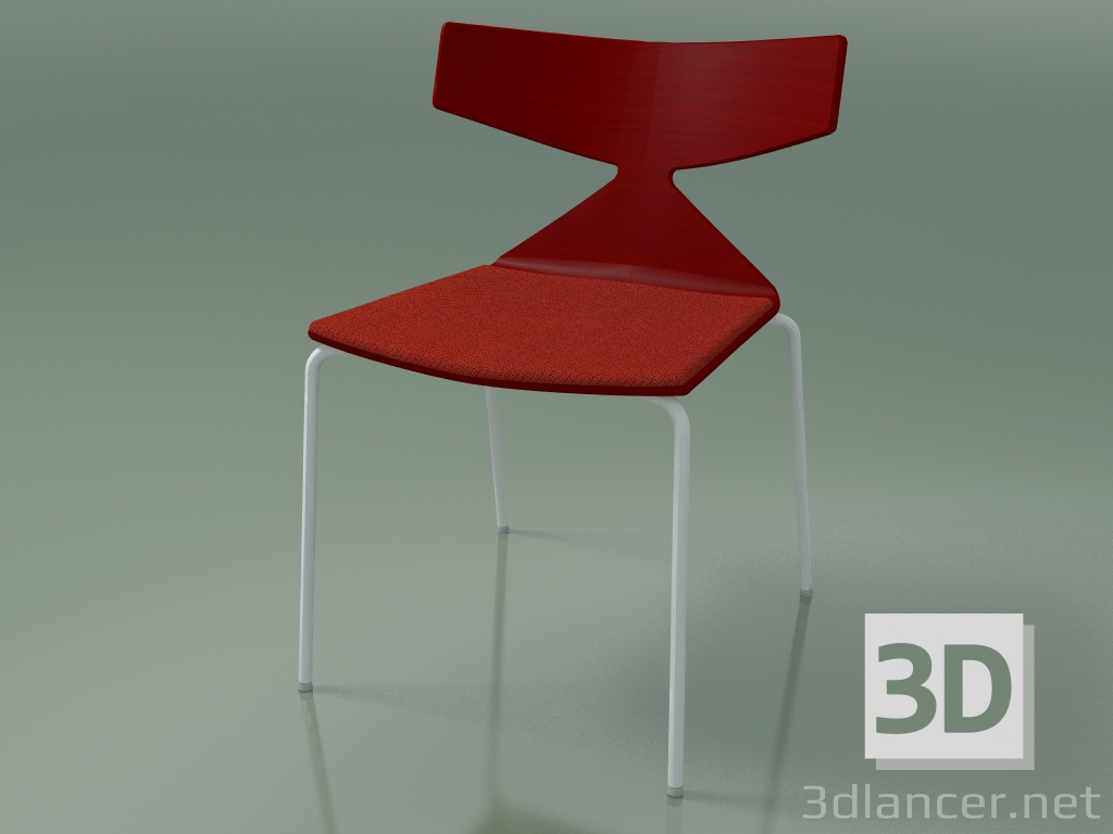 3d model Stackable chair 3710 (4 metal legs, with cushion, Red, V12) - preview