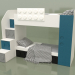 modello 3D Letto a castello per adolescenti (2 cassetti) a sinistra - anteprima