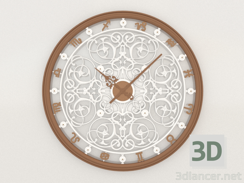 3D Modell Wanduhr ZODIAC (Bronze) - Vorschau