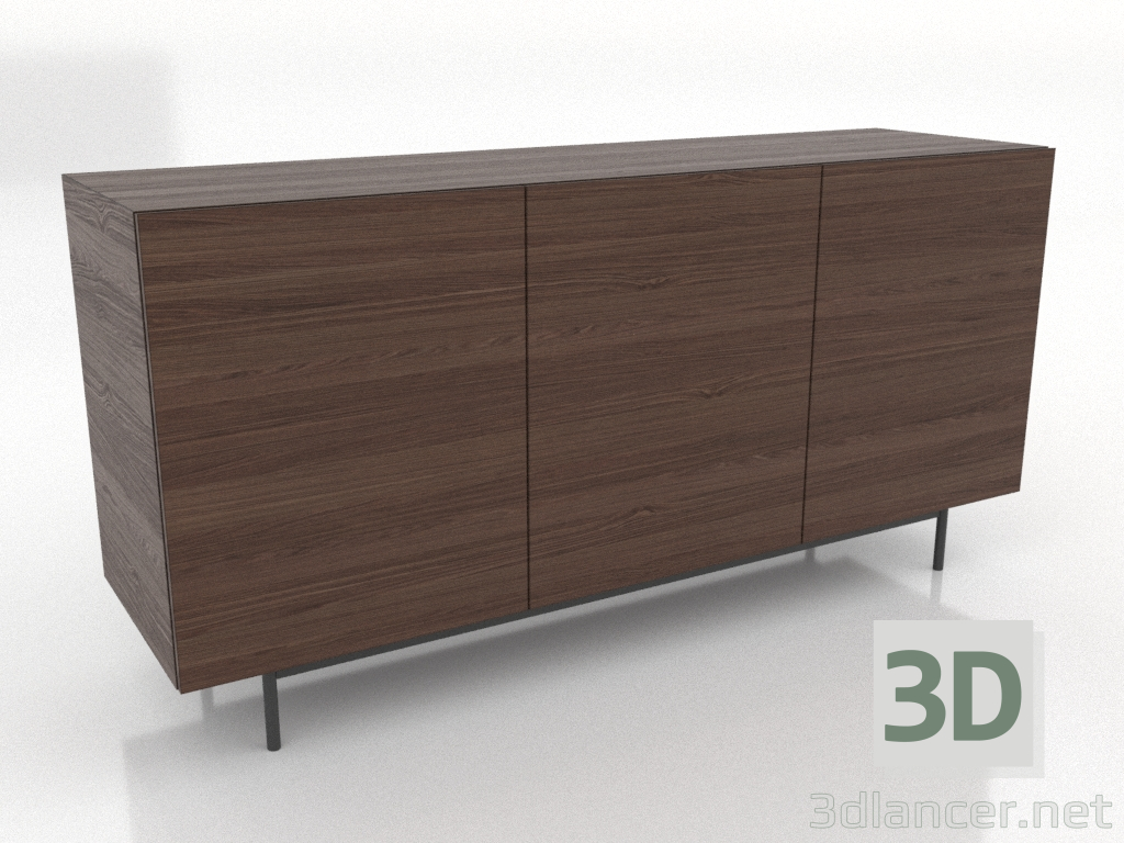 modello 3D Cassettiera 1 1600 mm (noce scuro) - anteprima modello 3D Cassettiera 1 1600 mm (noce scuro) - anteprima