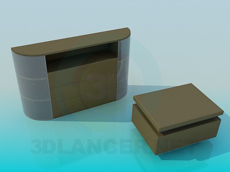 3d model Cupboard for TV and banquette - preview