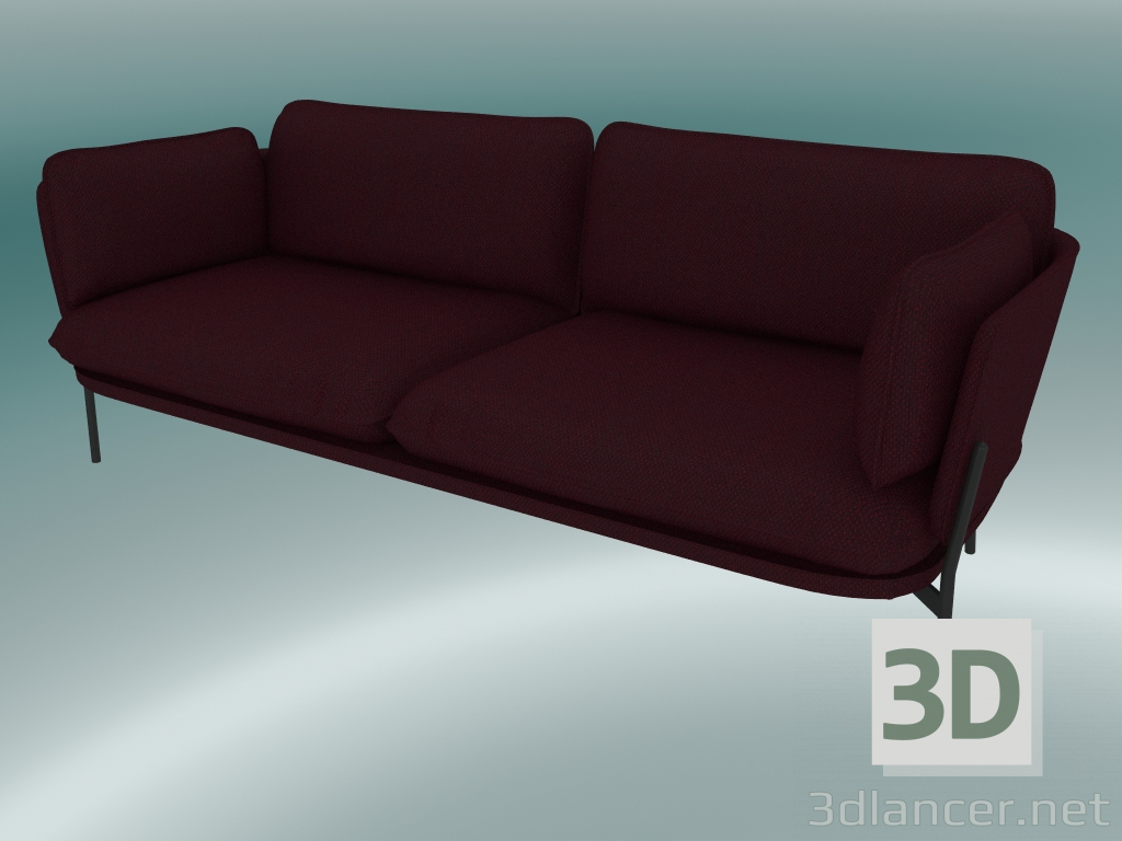 modello 3D Divano divano (LN3.2, 84x220 H 75cm, gambe nere calde, Sunniva 2662) - anteprima