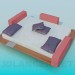 3d model Cama con puentes de madera - vista previa