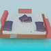 3d model Cama con puentes de madera - vista previa