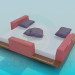 3d model Cama con puentes de madera - vista previa