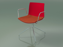 Silla 0455 (giratoria, con reposabrazos, con cojín de asiento, polipropileno PO00104)