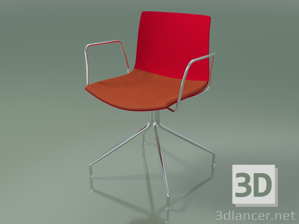 modello 3D Sedia 0455 (girevole, con braccioli, con cuscino sedile, polipropilene PO00104) - anteprima