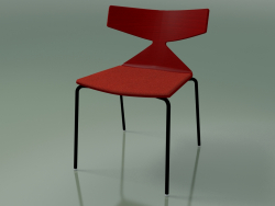 Silla apilable 3710 (4 patas de metal, con cojín, rojo, V39)