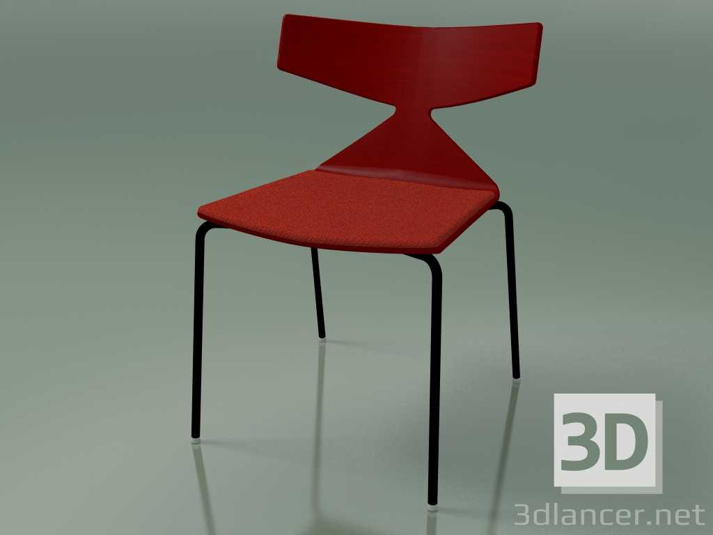 3d model Stackable chair 3710 (4 metal legs, with cushion, Red, V39) - preview