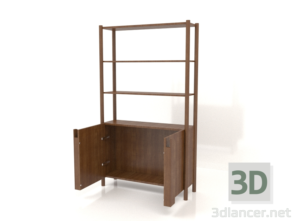 3D Modell Regal ST 05 (mit offenen Türen, 1000x300x1725, Holzbraun hell) - Vorschau