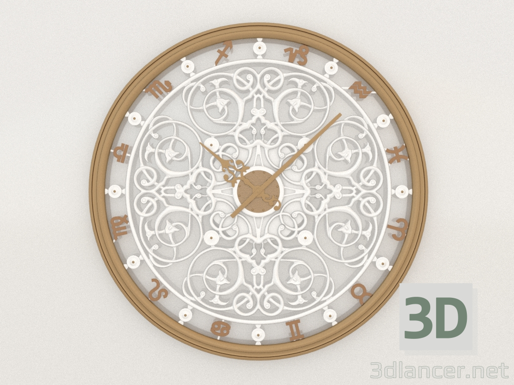 3D Modell Wanduhr ZODIAC (Gold) - Vorschau