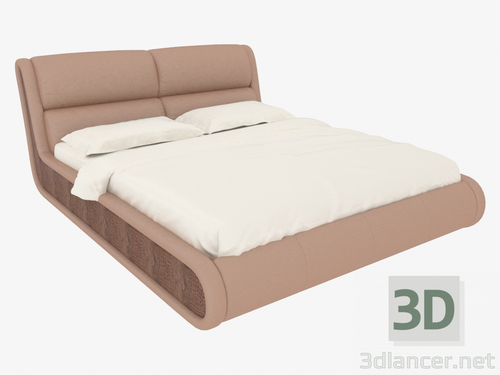 3d model Cama doble con paneles laterales. - vista previa