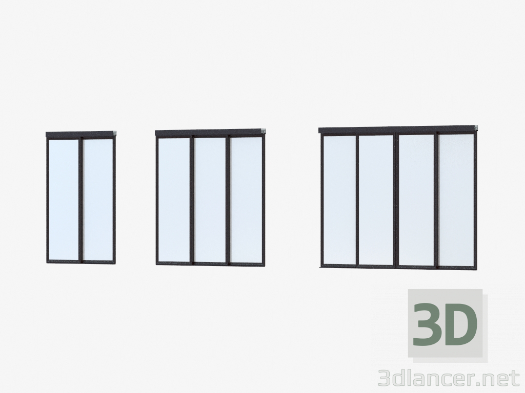 modello 3D Partizione Interroom di A6 (vetro bianco marrone scuro) - anteprima