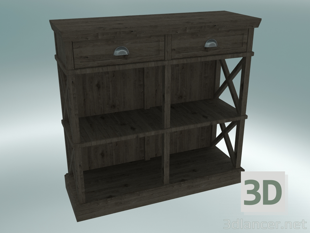 3d model Cambridge document cabinet with 2 drawers small (Dark Oak) - preview