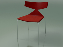 Silla apilable 3710 (4 patas de metal, con cojín, rojo, CRO)