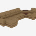 3D Modell Ledersofa mit Couchtisch und Bar - Vorschau