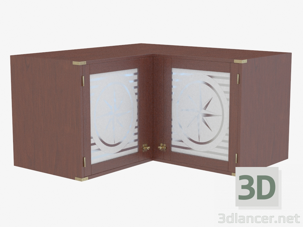 3d model Armario de esquina con puertas de vidrio - vista previa