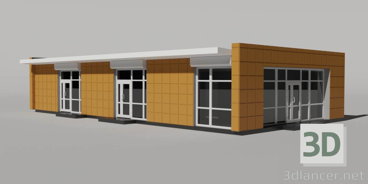 mini-mercado de 19 X 10 m. 3D modelo Compro - render