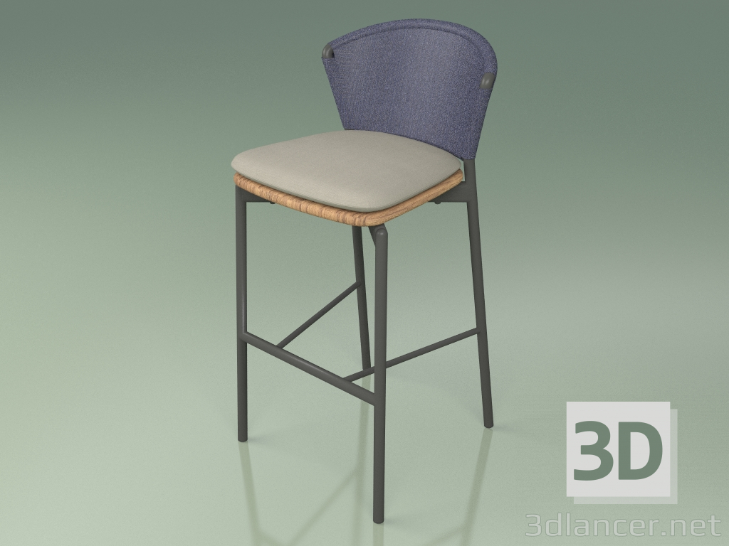 modèle 3D Tabouret de bar 050 (Bleu, Métal Fumé, Teck) - preview