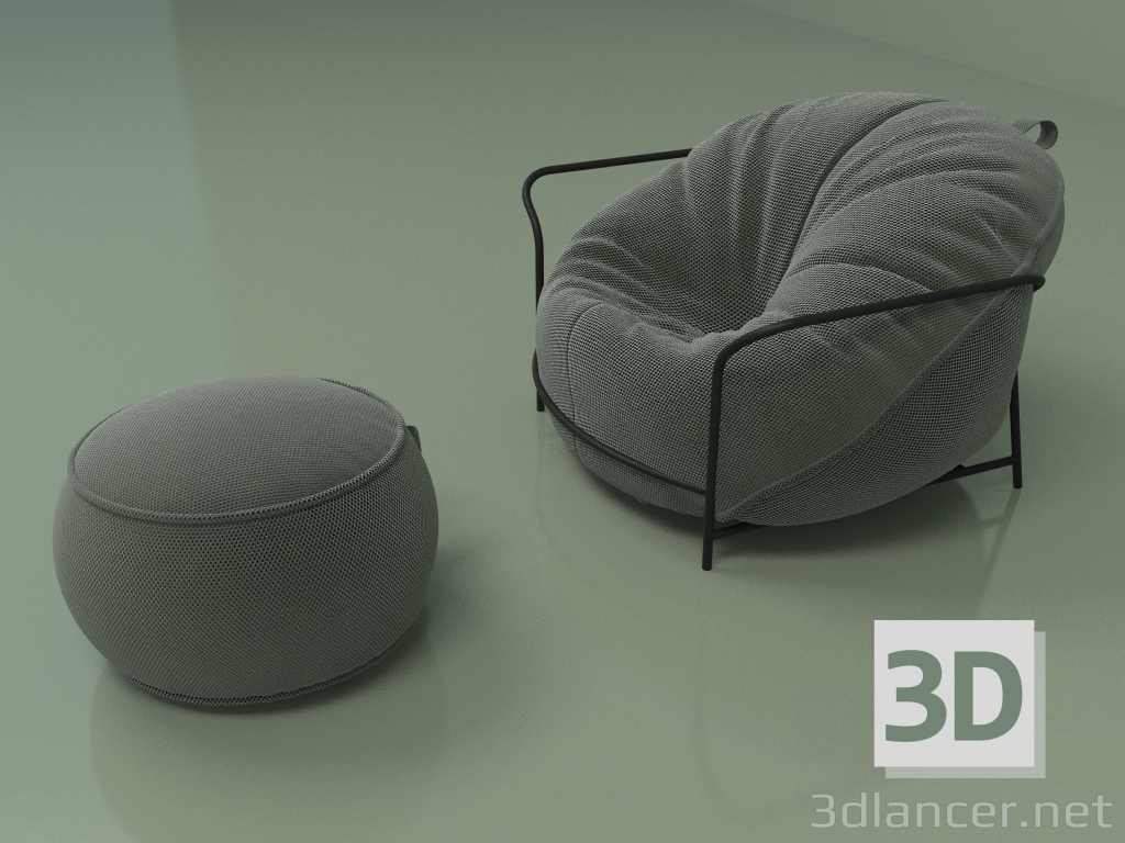 3D Modell Sessel Uni mit Sitzkissen (khaki) - Vorschau