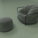 modèle 3D Fauteuil Uni avec pouf (kaki) - preview