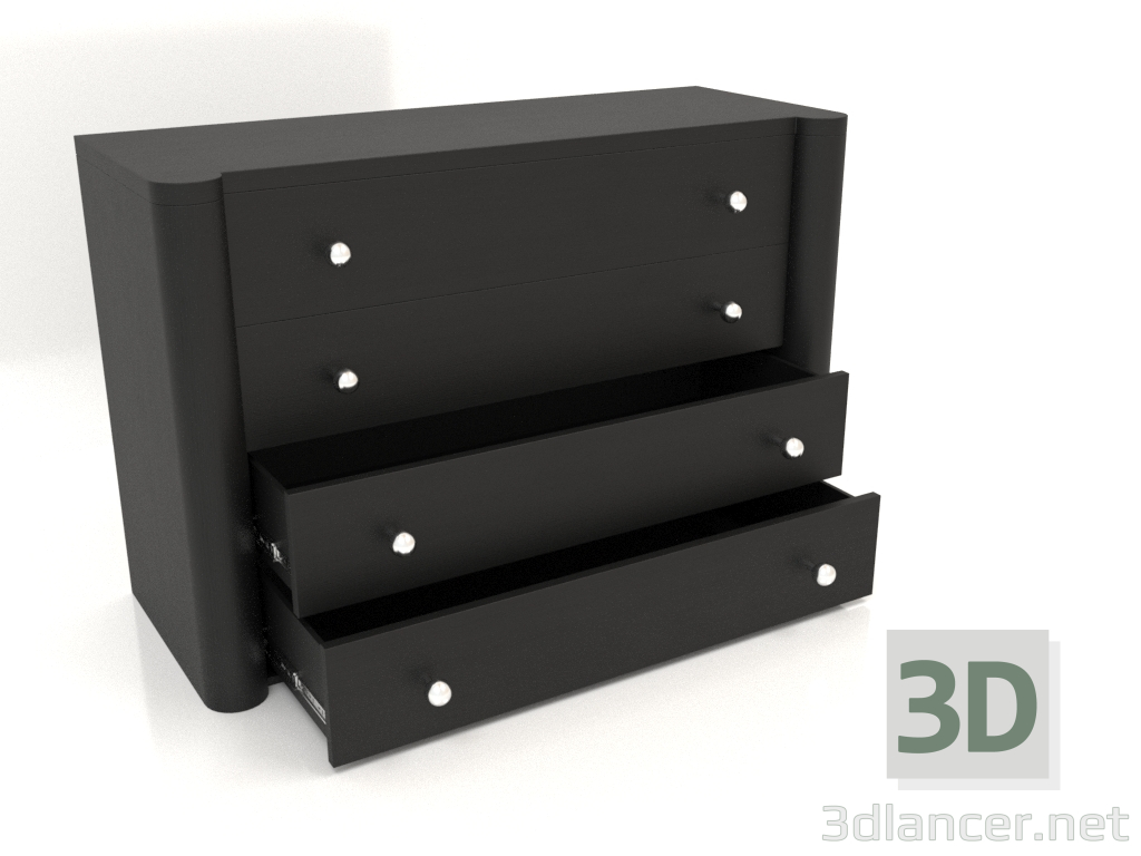 Modelo 3d Cômoda TM 021 (aberta) (1210x480x810, madeira preta) - preview