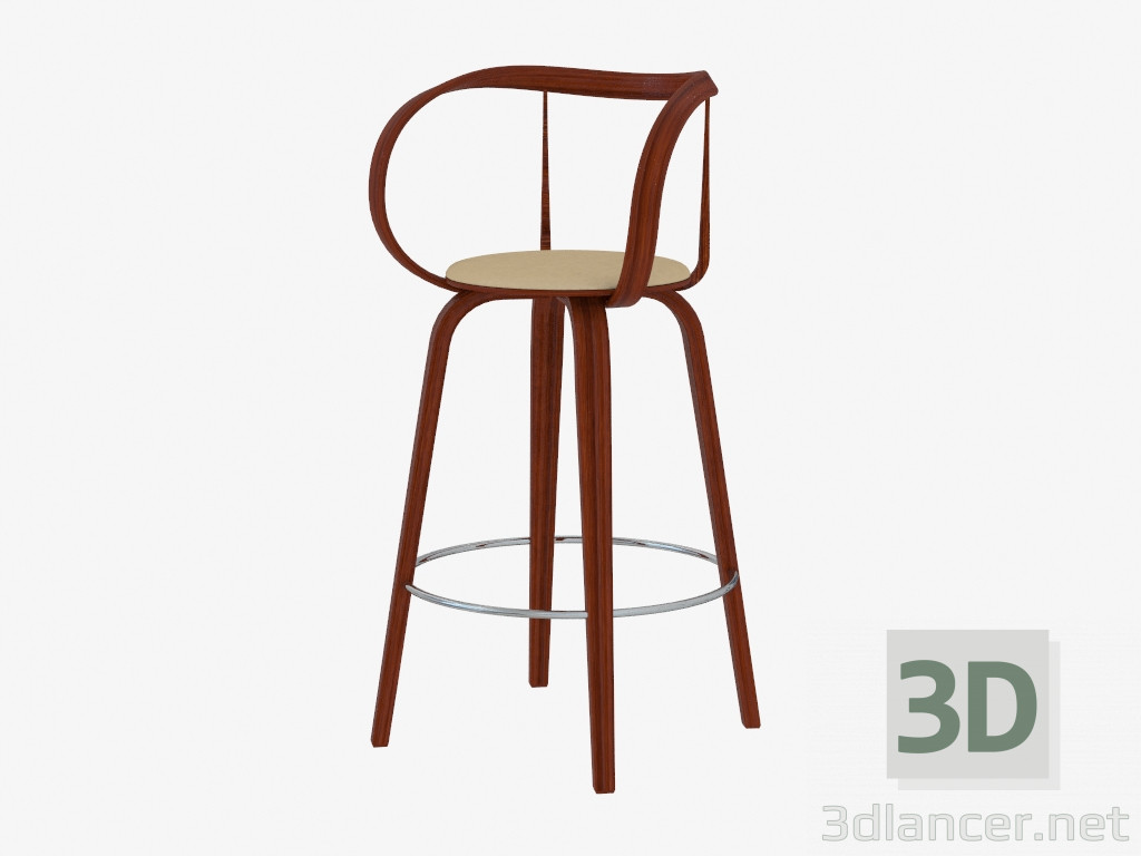 modèle 3D Tabouret de bar avec revêtement en cuir - preview