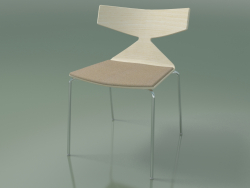 Silla apilable 3710 (4 patas de metal, con cojín, blanco, CRO)