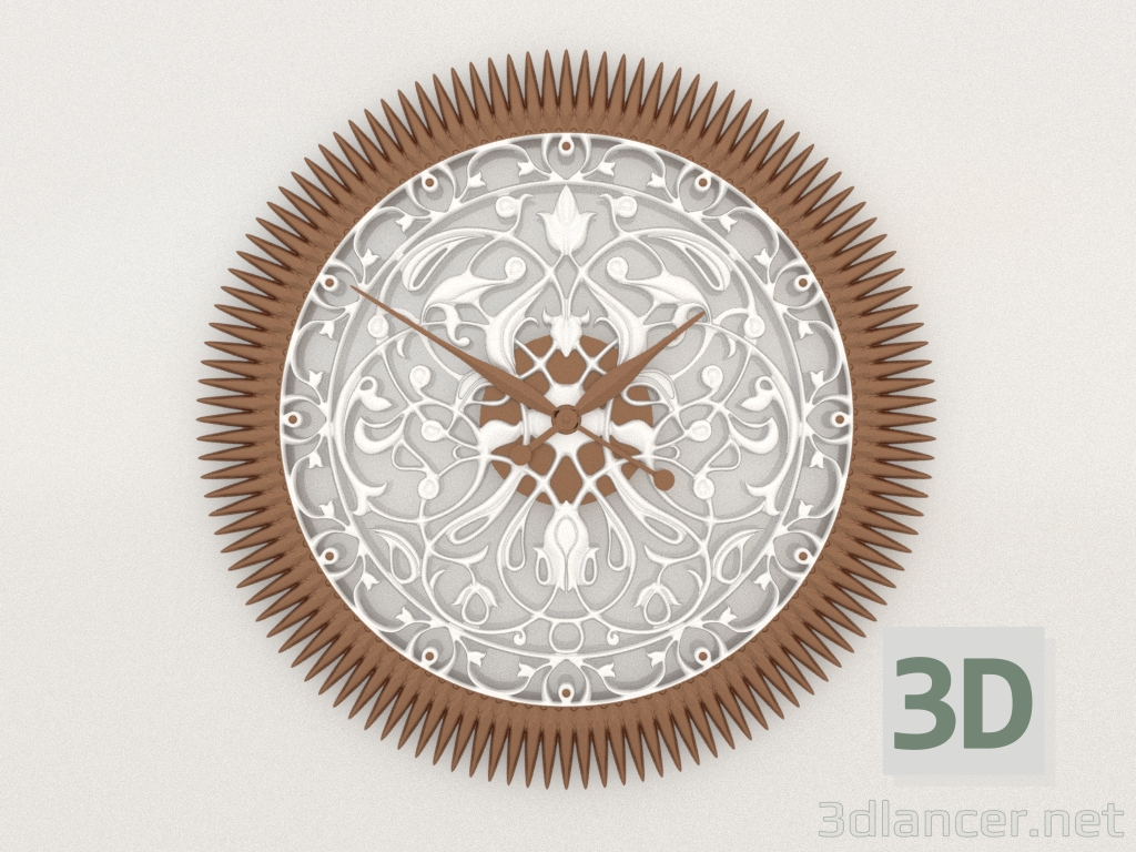 3d model Reloj de pared FLORES (bronce) - vista previa