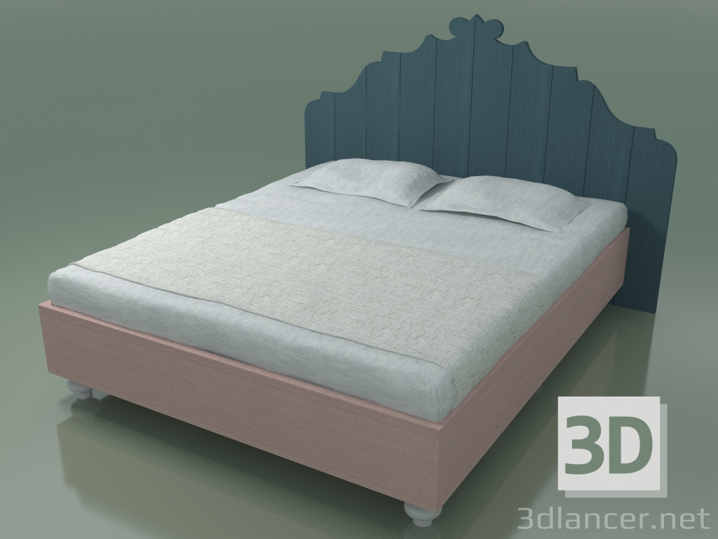 Modelo 3d Cama de casal (80 E, Azul) - preview