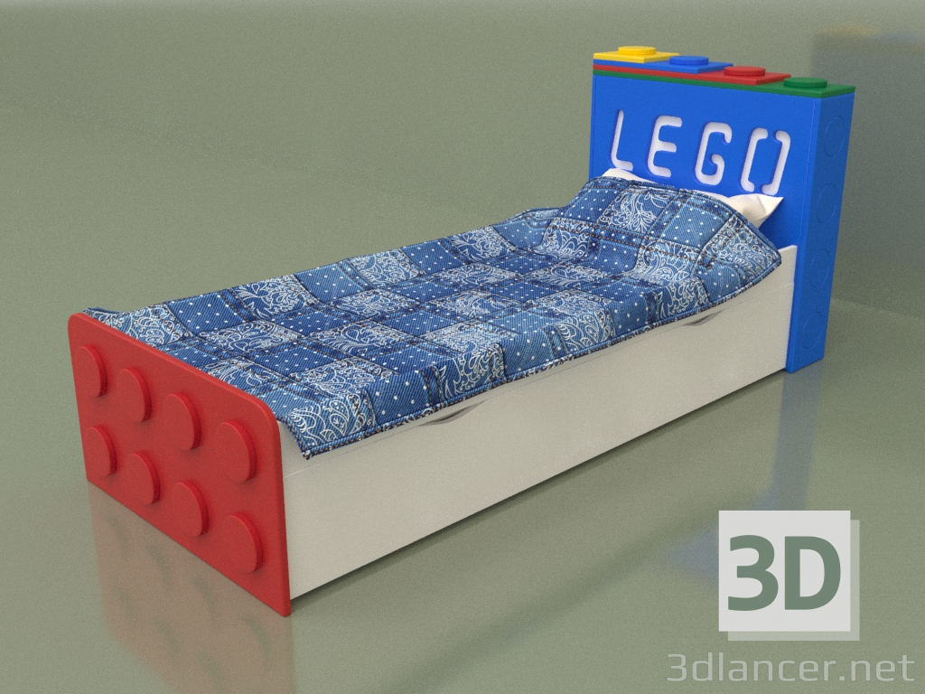 3d model Teenage bed with 1 drawer - preview