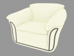 Sillón de cuero blanco con inserto oscuro.