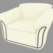 3d model Armchair white leather with dark inset - preview