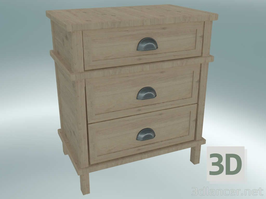 3D Modell Cambridge Nachttisch mit 3 Schubladen groß (Grey Oak) - Vorschau