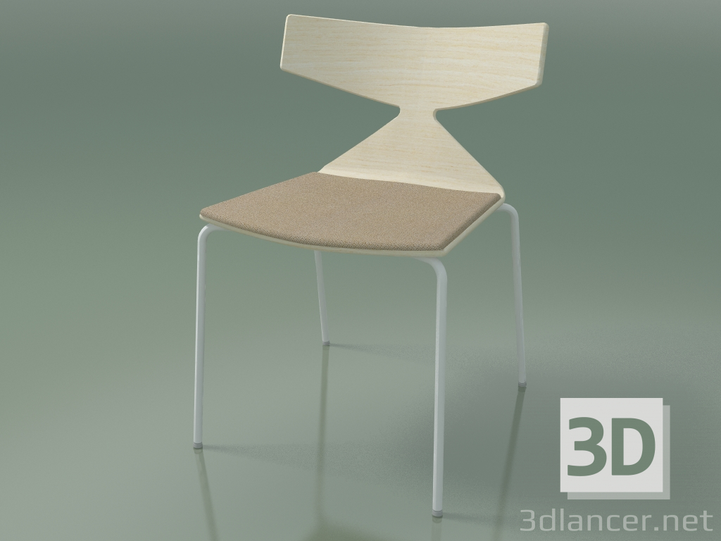 3d model Silla apilable 3710 (4 patas de metal, con cojín, blanco, V12) - vista previa