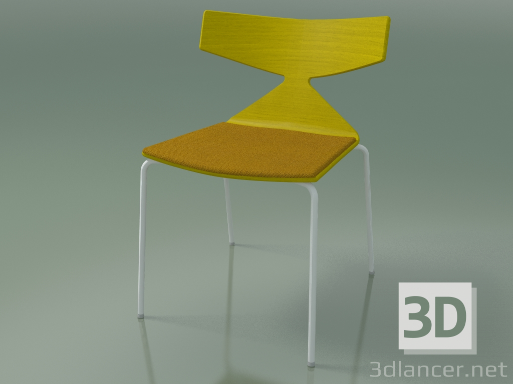 3D Modell Stapelbarer Stuhl 3710 (4 Metallbeine, mit Kissen, Gelb, V12) - Vorschau