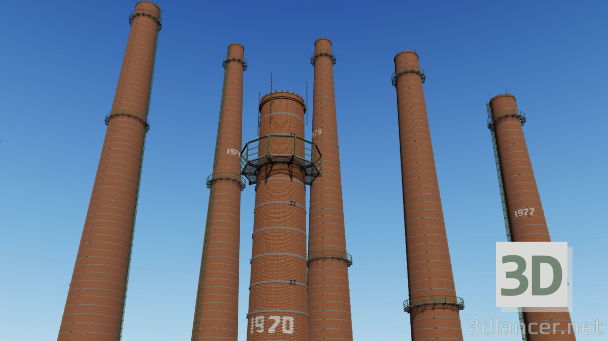 Chimeneas de ladrillo 3D modelo Compro - render