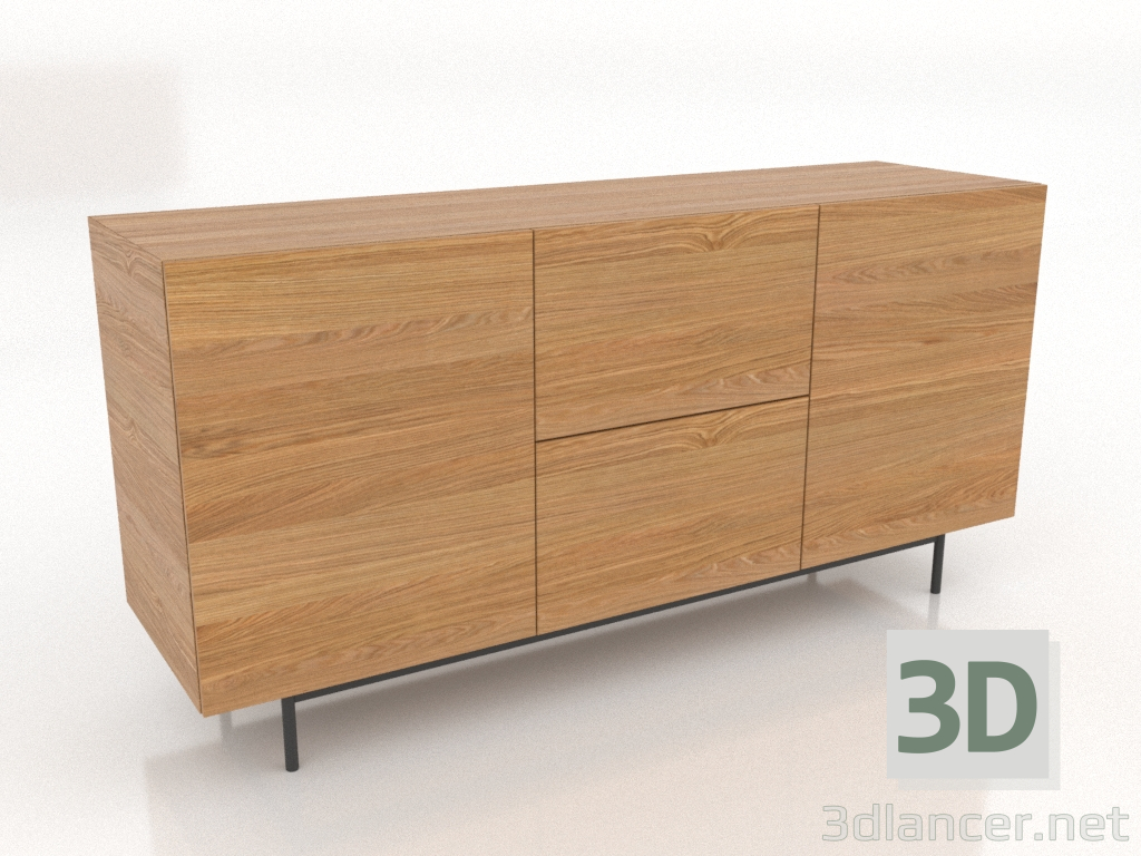 modello 3D Cassettiera 2 1600 mm (rovere naturale) - anteprima modello 3D Cassettiera 2 1600 mm (rovere naturale) - anteprima