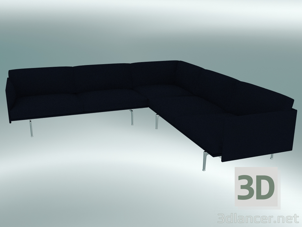 3d model Corner sofa Outline (Vidar 554, Polished Aluminum) - preview