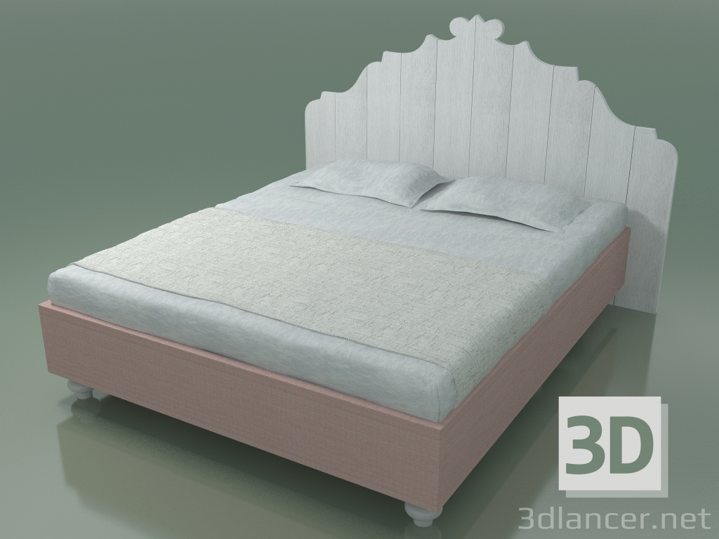 3d model Cama doble (80 Е, blanca) - vista previa