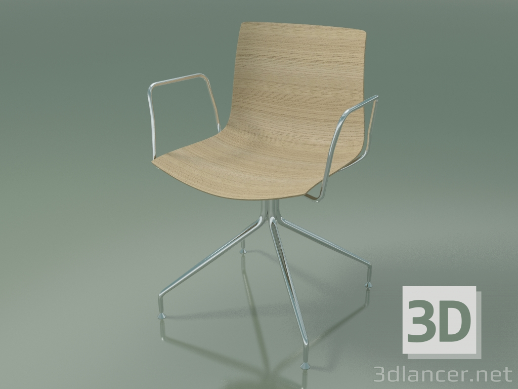 3d model Silla 0357 (giratoria, con reposabrazos, sin tapizado, roble blanqueado) - vista previa