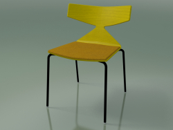 Silla apilable 3710 (4 patas de metal, con cojín, amarillo, V39)