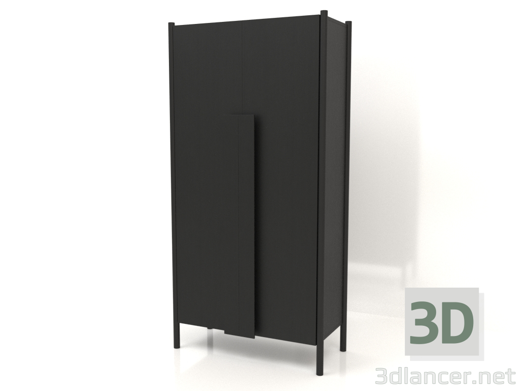 3D Modell Kleiderschrank mit langen Griffen (ohne Rundung) B 01 (1000x450x2000, Holz schwarz) - Vorschau