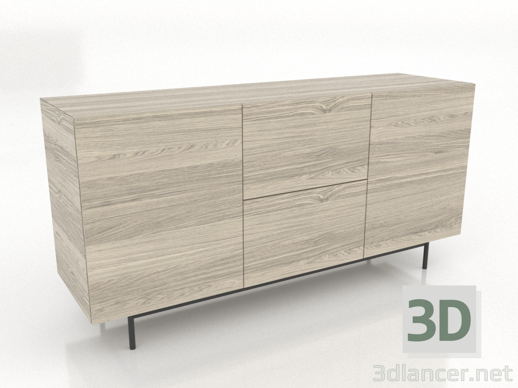 modello 3D Cassettiera 2 1600 mm (rovere schiarito) - anteprima modello 3D Cassettiera 2 1600 mm (rovere schiarito) - anteprima