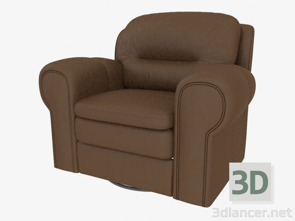 3d model Silla tapizada de cuero marrón con reposapiés - vista previa