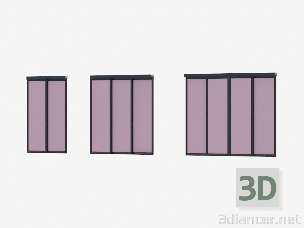 Modelo 3d Partição Interroom de A7 (vidro cinza preto) - preview