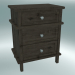 3d model Cambridge bedside table with 3 drawers small (Dark Oak) - preview