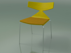 Silla apilable 3710 (4 patas de metal, con cojín, amarillo, CRO)